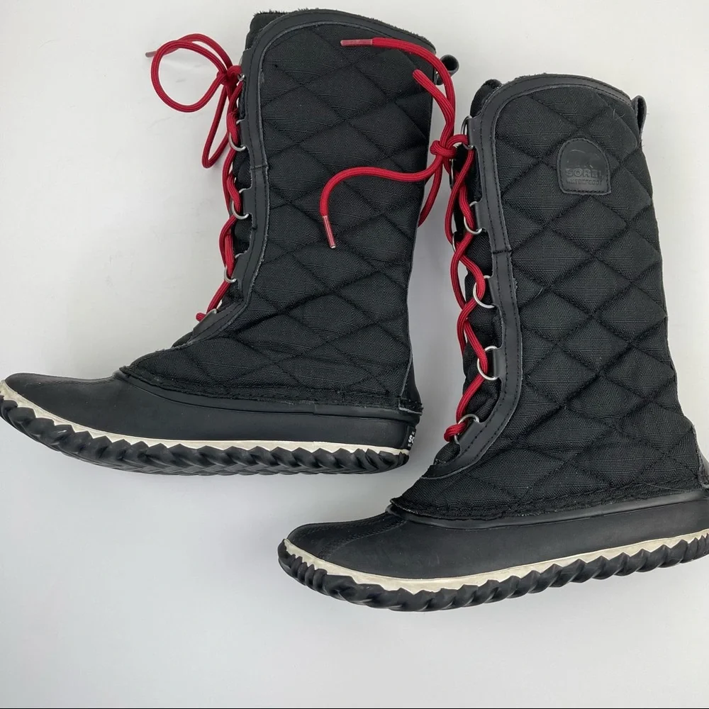 Sorel Out N About Tall Quilted Duck Boots Black Size 7.5